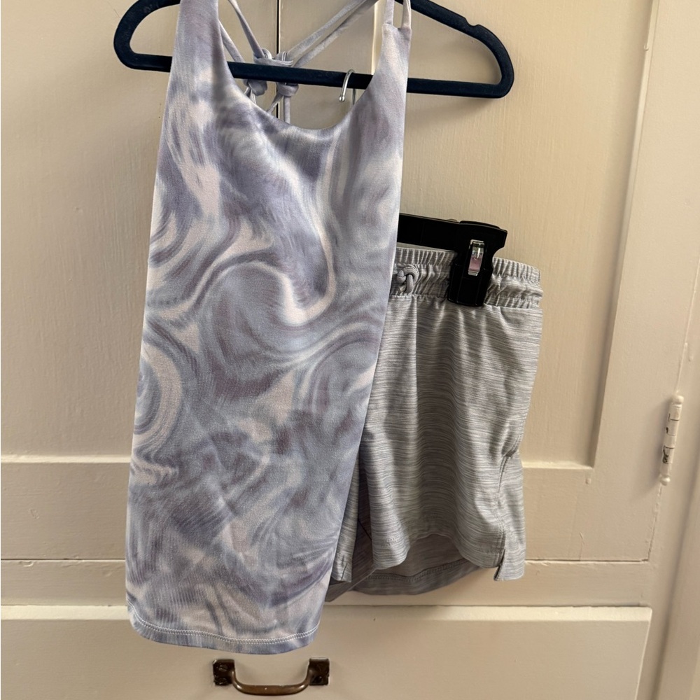 all in motion Girls Purple Marble Tank and Gray Shorts Set